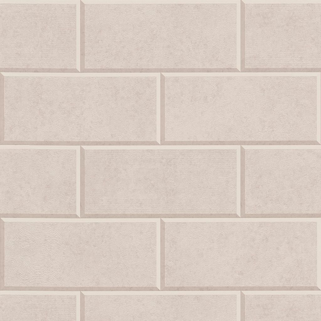 Profhome 343223-GU Stein Kacheln Tapete Uni matt beige 7,035 m2