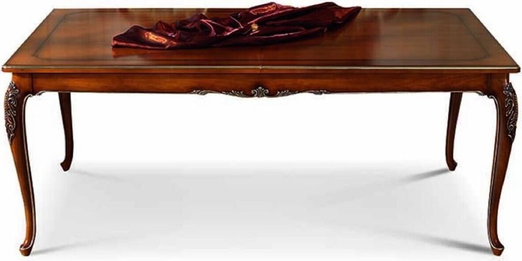 Casa Padrino Luxus Barock Esstisch Braun / Silber 200-300 cm - Barock Möbel - Italy