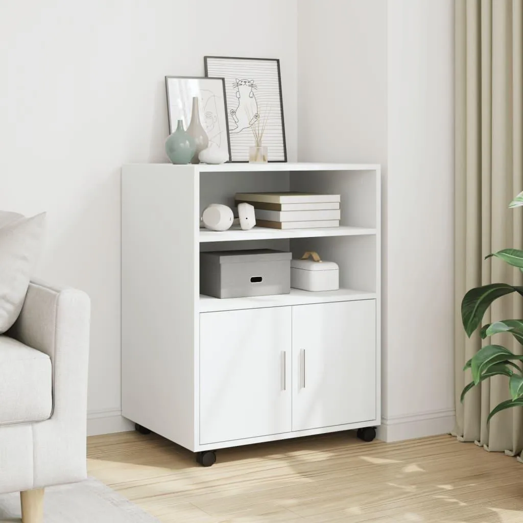 Armadio a rotelle bianco 60x48x81 cm vidaXL - Mobiletto Multiuso - 2