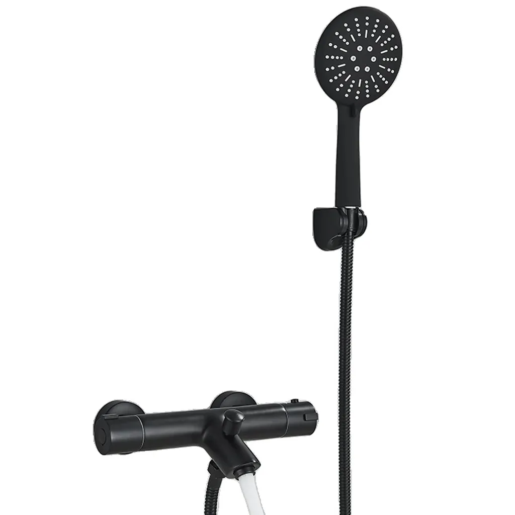 Miscelatore Bagno Termostatico Design Nero Opaco C - Eleganza Pura