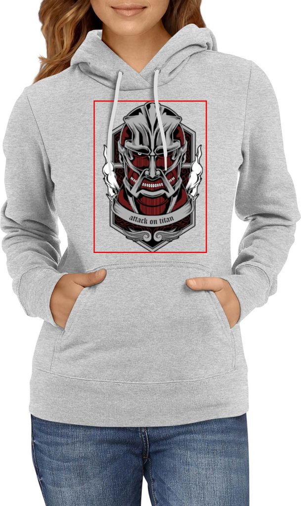 Damen Kapuzenpullover Anime Manga Attack Anime On Titan 01 Beast Titans, Lady L / Grau