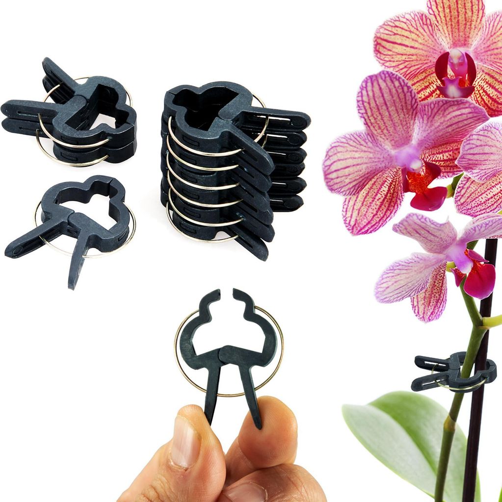 ECENCE 60x Pflanzenclips Pflanzenklammern für Tomaten, klein Reben, Rosen, Rankhilfe für Kletterp