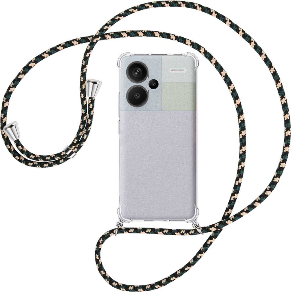 Handykette Backcover-Schutzhülle mit Band (Metall silberfarben) für Xiaomi Redmi Note 13 Pro Plus - camouflage