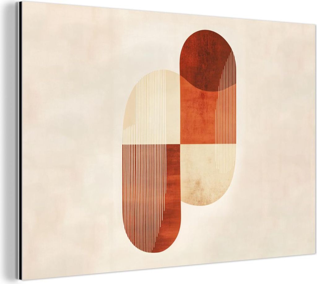 MuchoWow Wanddekoration Metall Metallbild Wandkunst 150x100 cm Bögen - Beige - Formen MuchoWow Aluminium Gemälde - Alu Dibond Bild