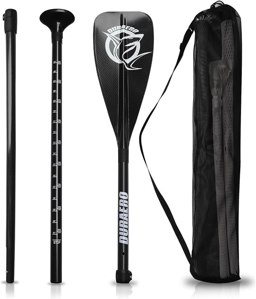 SUP Paddel, 3-teiliges verstellbares Zerlegbar Carbon Für Stand Up Paddling Board, Kajaks, Surfbretter, Schlauchboote und andere Boote, 165cm-215cm