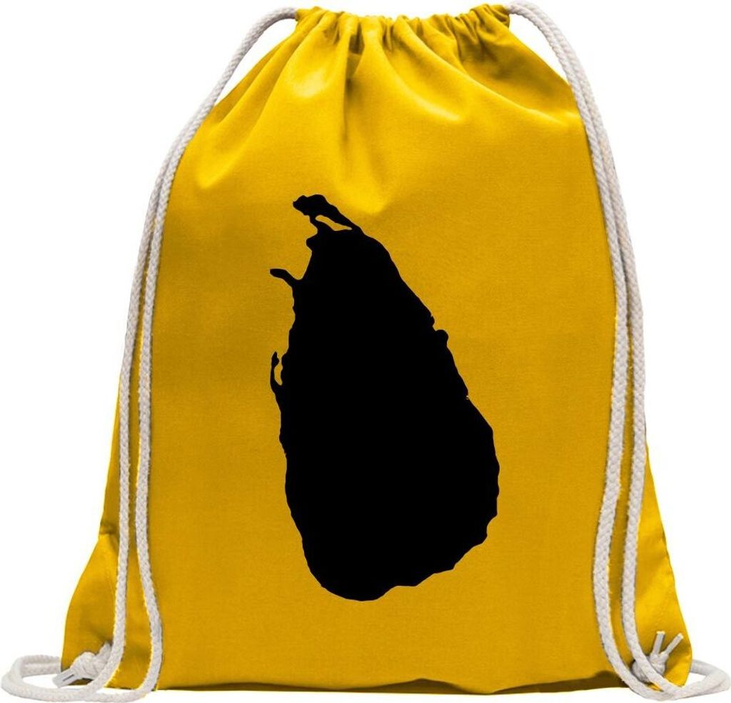 Kiwistar - Turnbeutel - gelb - Sri Lanka Umriss Kontur - Fun Rucksack Sport Beutel Gymsack Baumwolle mit Ziehgurt