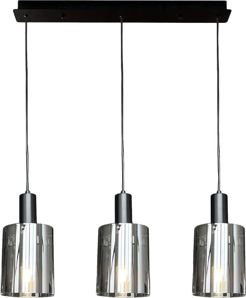 Lustre suspension 3 lampes E27 Arcadia noir pour salle à manger chic