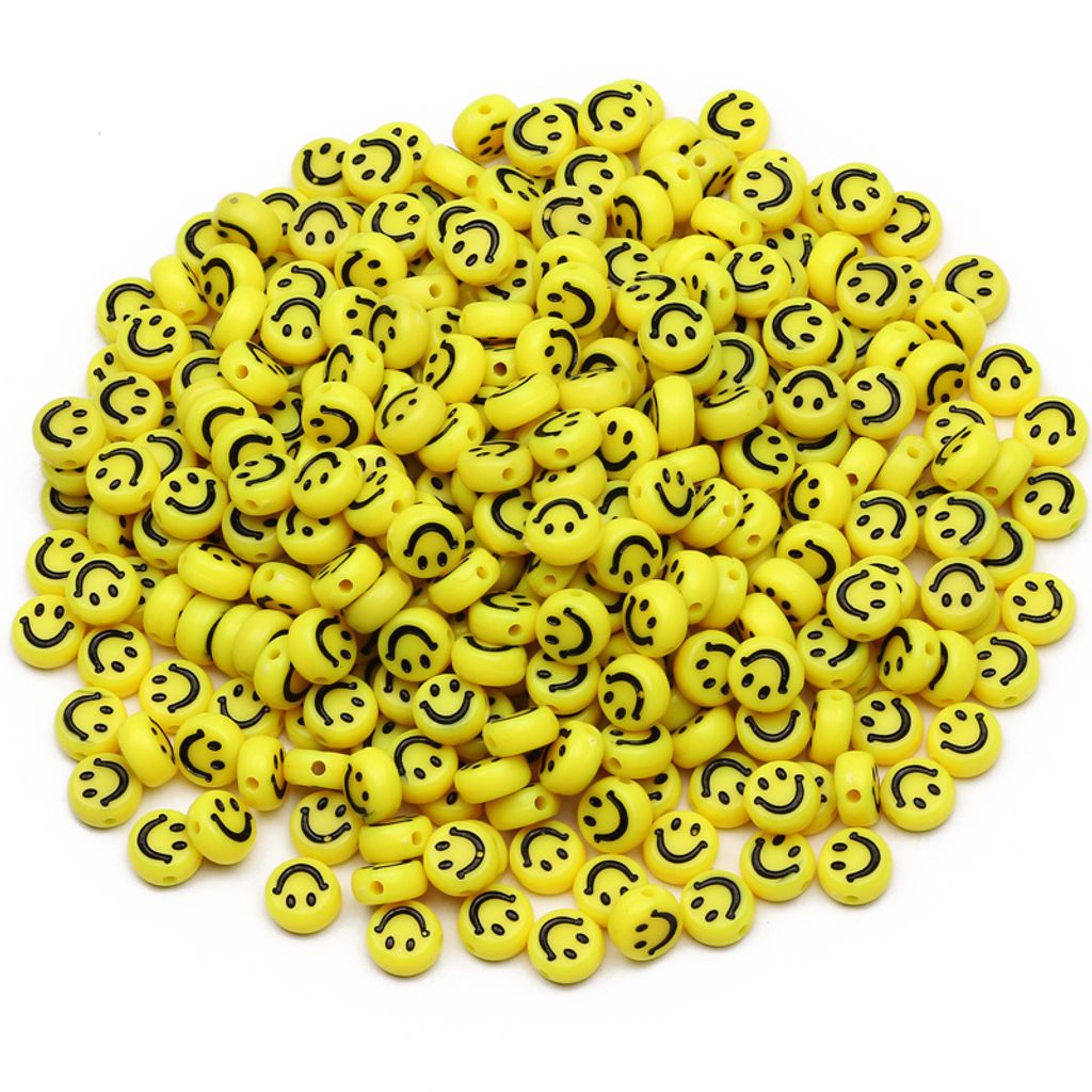 Bastelperlen rund 100 Stück, 7 x 4 mm rund, gelbe Perlen Produktbild 