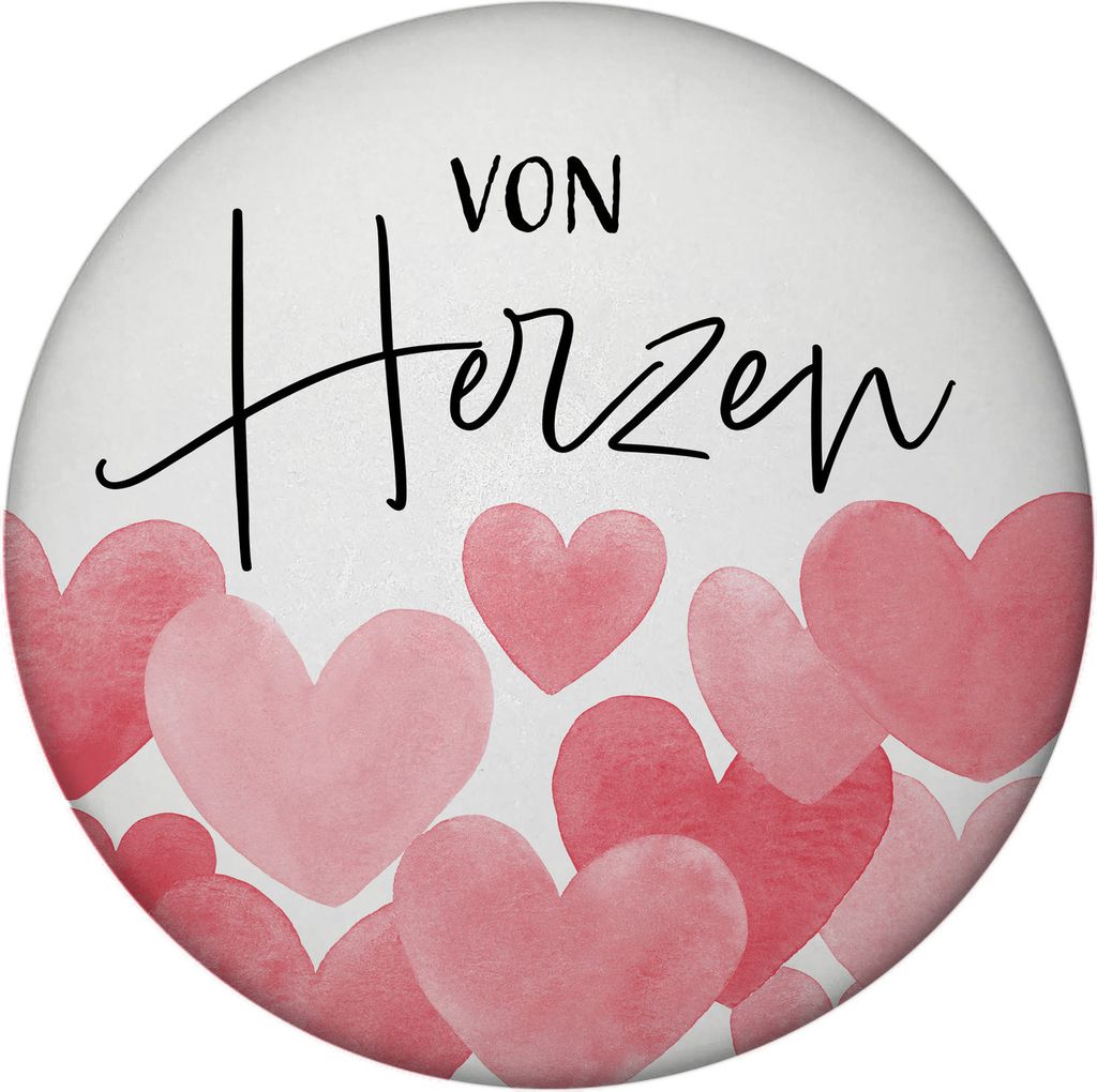 Herzen Magnet rund mit Spruch Von Herzen