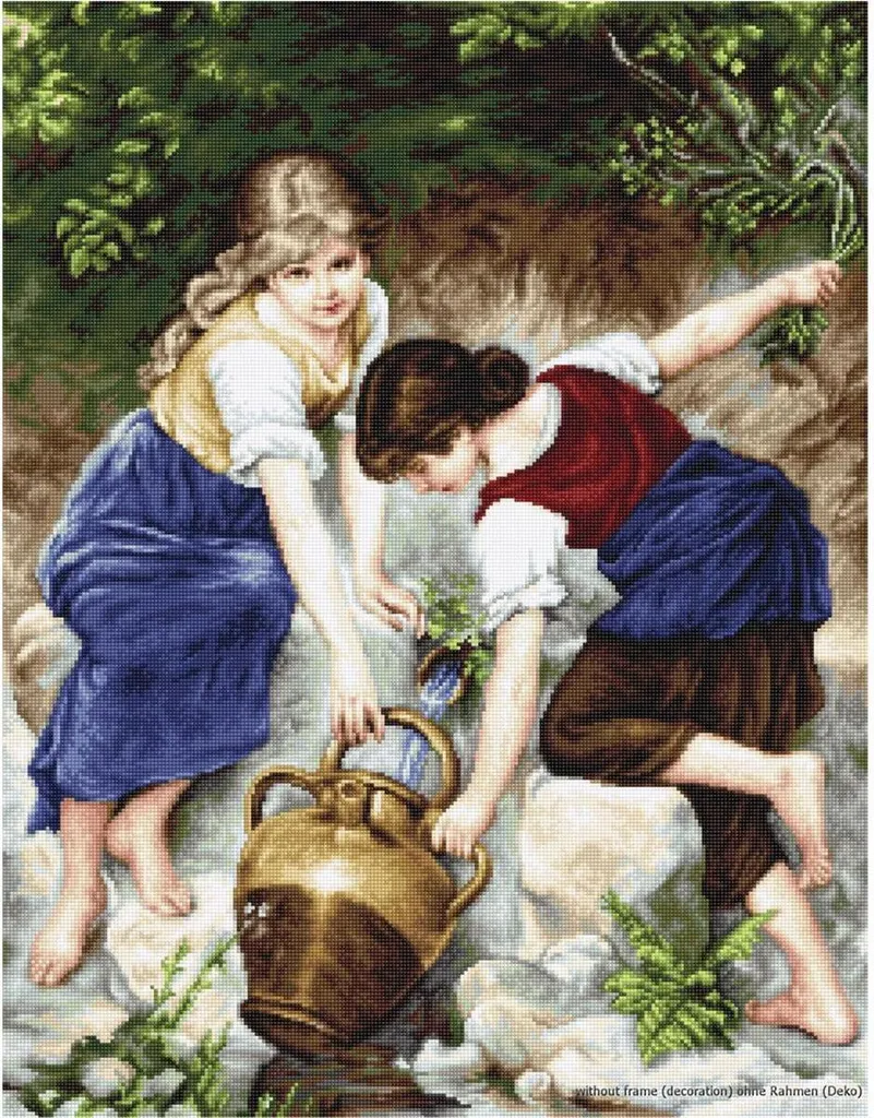 Luca-S Kit Point de Croix Am Brunnen Motif à Compter 34x44cm B2254