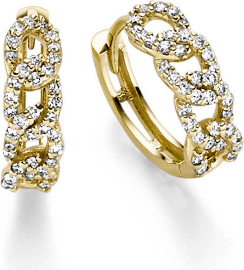 Creolen Panzer 12,5x3,8mm 585 Gold Gelbgold mit 74 Diamanten 0.31ct TW-SI