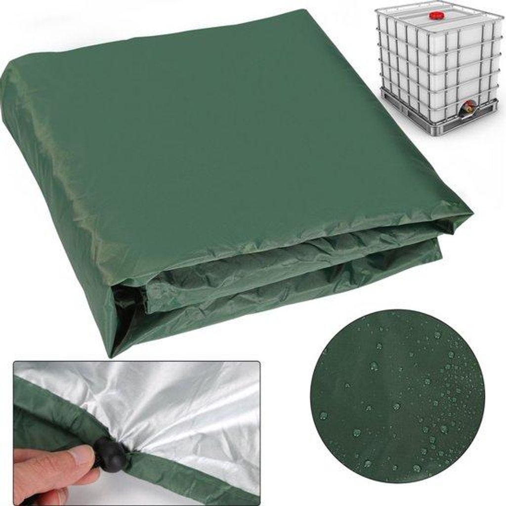 Schutzabdeckung, UV-Resistenter Schutzbezug, IBC-Containerabdeckung, 210D, 1000L, 120x100x116cm, grün, für IBC-Tank, Container, Regenwasserbehalter
