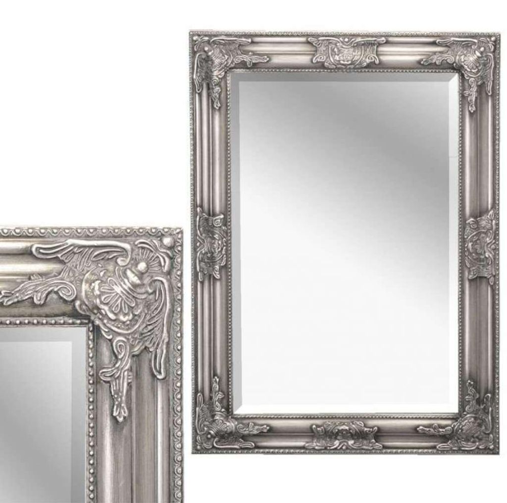 Eleganter Barock-Spiegel BESSA 80x60cm silber-antik Produktbild 