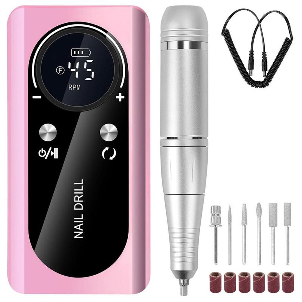 Kabellose Nagelfräse 45000 U/min LCD Display 3600mAh USB-C Produktbild 