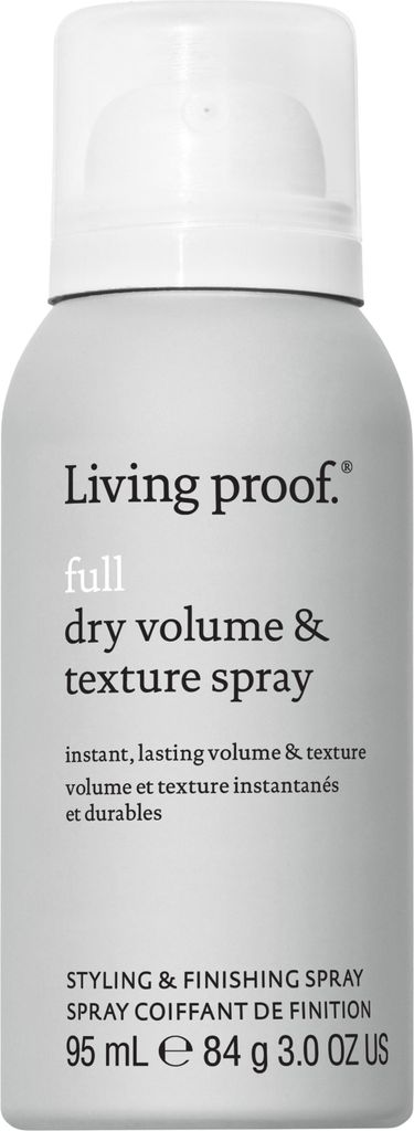 A product shot of a Living Proof hairspray bottle against a white background.