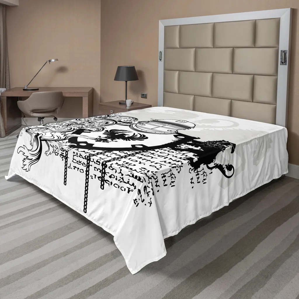 Drap médiéval doux motif chevalier 260x228 cm textile confortable blanc