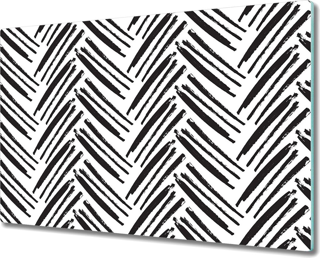 Herd-Abdeckplatte Glas Schneidebrett Ceranfeld-Abdeckung - 80x52 cm - Fischgrätenmuster