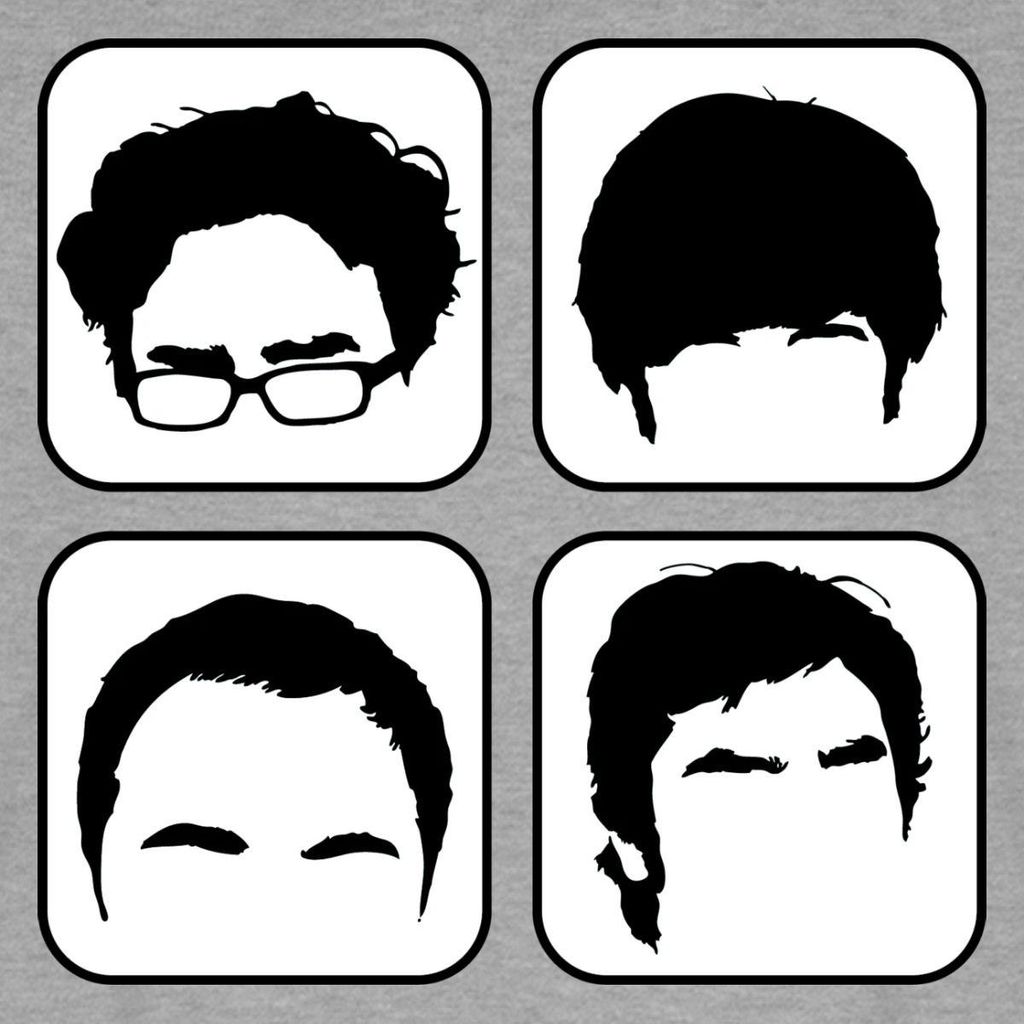 Spreadshirt The Big Bang Theory Frisuren Köpfe Team TBBT Männer Premium T-Shirt, XXL, Grau meliert
