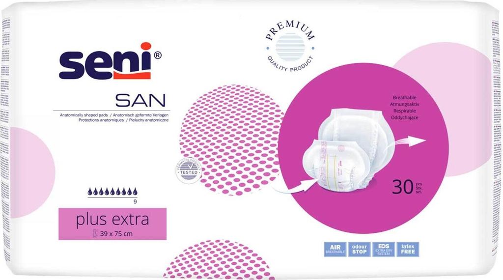 Inkontinenzvorlagen Seni San Plus Extra (1 Karton: 3 x 30 Produktbild 