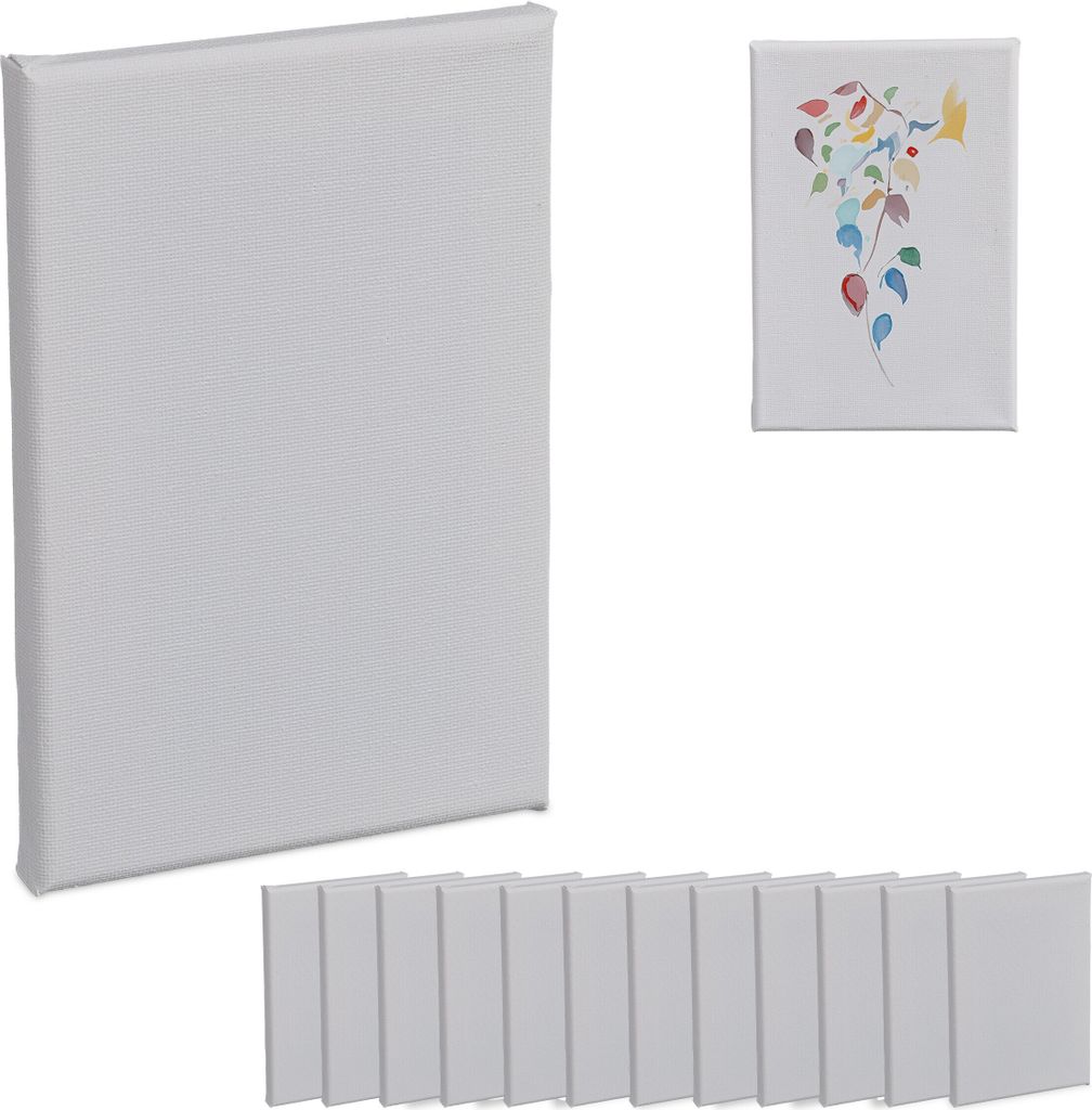 Relaxdays Leinwand, Malleinwand, 14 Stück, 12x18 cm, zum Produktbild 
