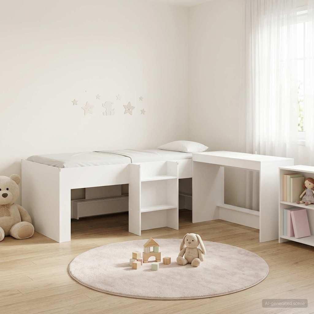 Maison Exclusive - Bettgestell mit Schreibtisch Weiß 90 x 200 cm Holzwerkstoff