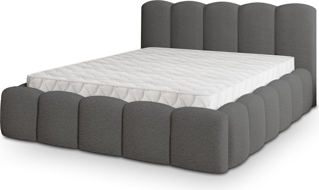 Masseno Polsterbett FALINA Q 120x200 cm, Polsterbett mit Bettkästen -Grau, QUELLE 92
