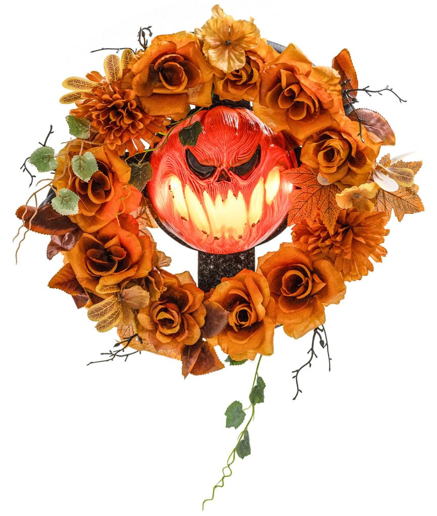 Outsunny Halloween-decoratie: Hangende pompoenkrans met Productafbeelding 