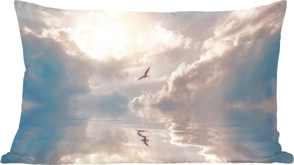 MuchoWow Zierkissen Sofakissen Wohnzimmer Dekokissen 50x30 cm Vogel - Meer - Sonne - Wohnzimmerdekoration - Polster mit Photo