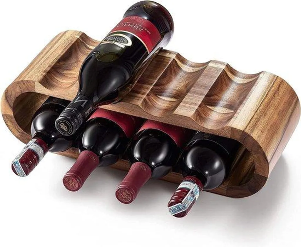 Range-bouteilles en acacia 8 emplacements pour cuisine et salon chic
