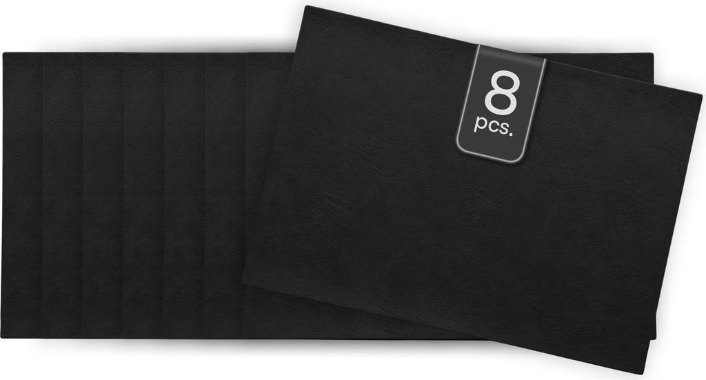 Tisch-Sets - 33 x 46 cm - Schwarz - Kunstleder - 8er Set