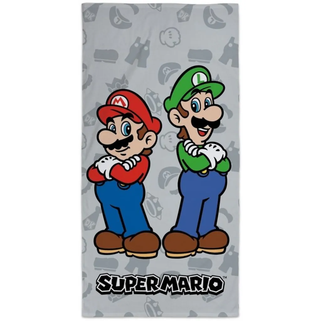 Asciugamano Doccia Super Mario Grigio 70x140 cm | Spugna di Cotone