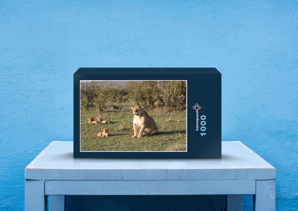 hansepuzzle 75965 - Löwen Puzzle, 1000 Teile, Tierwelt, 60,0 x 46,0cm mit hochwertiger Aufbewahrung, Kartonbox und wiederverschließbarem Beutel