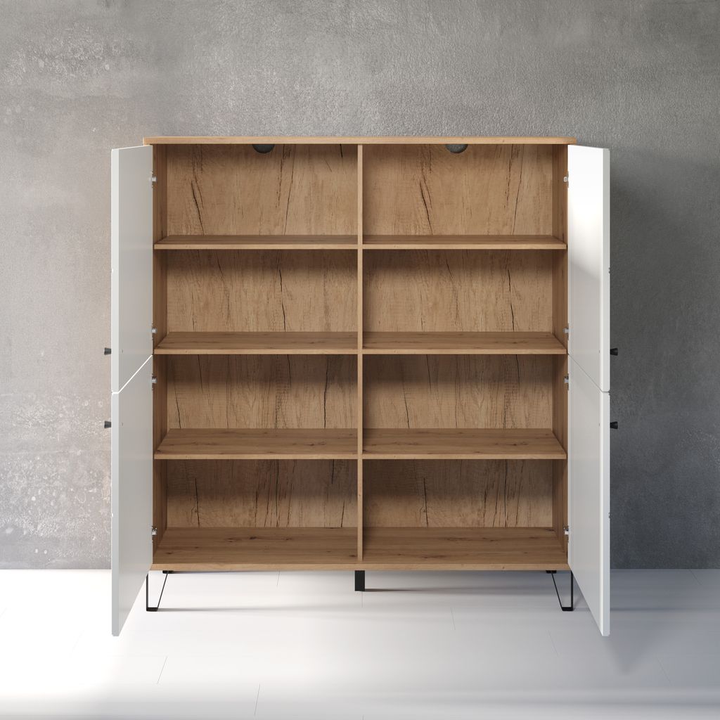 trendteam Wohnen Highboard Touch Artisan Eiche Melamin/Weiß Produktbild 7