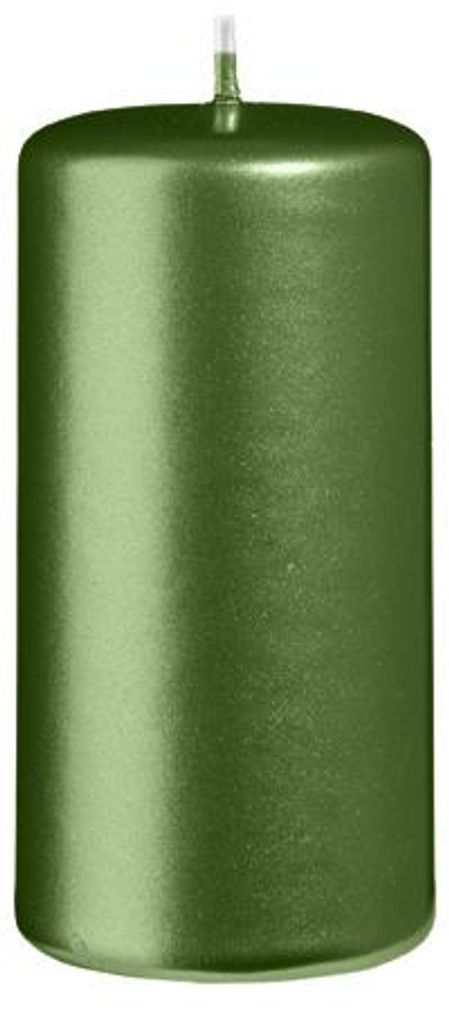 Stumpenkerzen Metallic Matt Dunkelgrün 100 x Ø 50 mm, 12 Stück