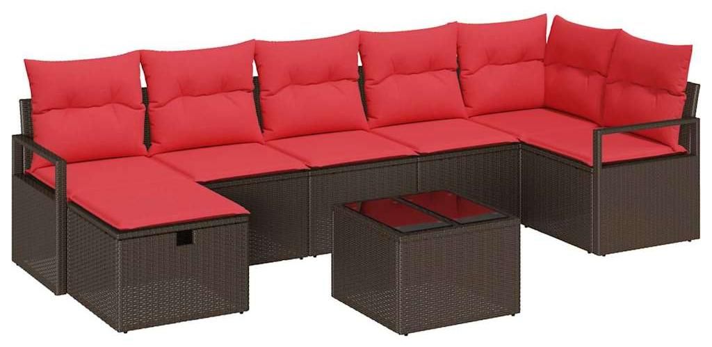 "im Sonderangebot" Sofa Set mit Kissen mit Speicher Braun und Rot Poly-Rattan - Gartensofas design 2026 820697