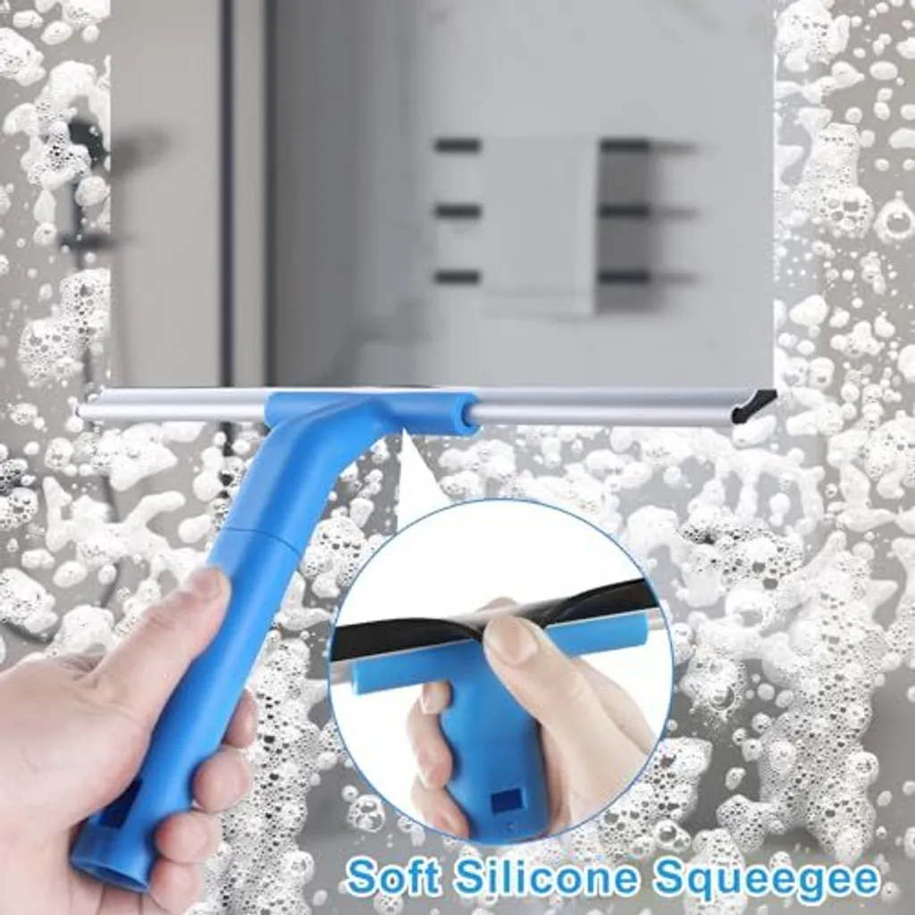 Kit Lavavetri Professionale Telescopico 4,3m: Spazzola In Microfibra E Lama In Silicone Da 35cm. Per Vetri, Finestre E Tetti. Completo Di Spazzola Per Angoli.