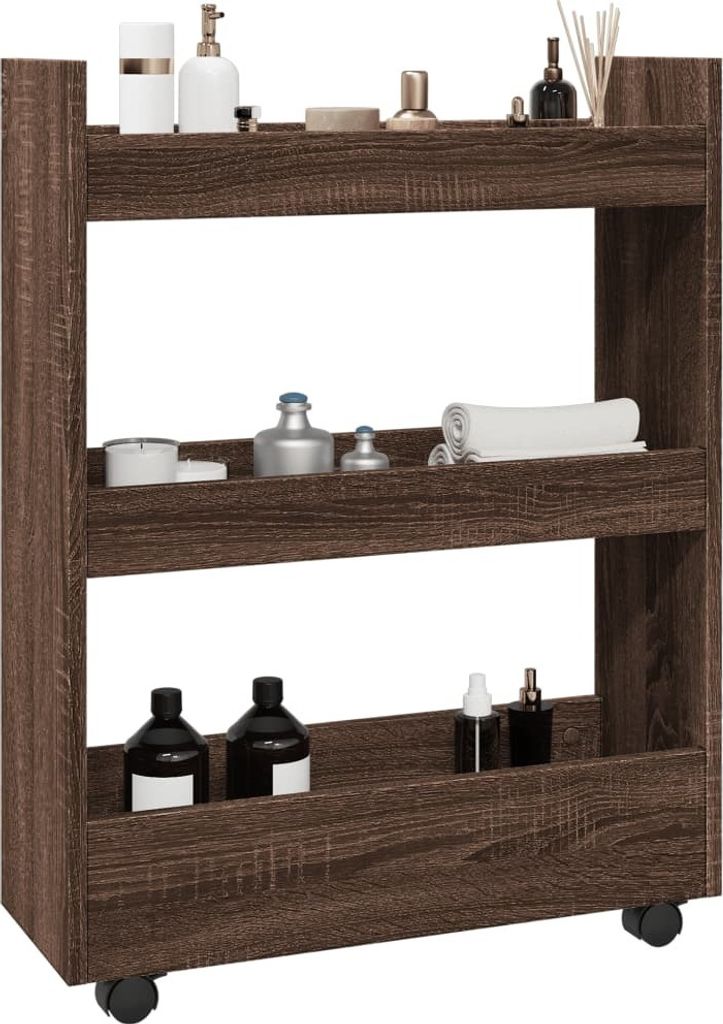 "im Sonderangebot"Aufbewahrungswagen/Küchentrolley - modernes Design - Servierwagen - Schmal 3 Etagen Eichen-Optik Holzwerkstoff NEU250481 - Servi...
