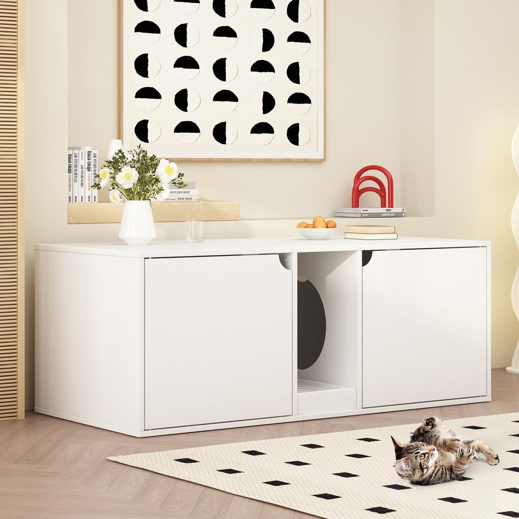 Katzenschrank, Katzentoilette, 4-türiger Katzenklo Schrank, Produktbild 