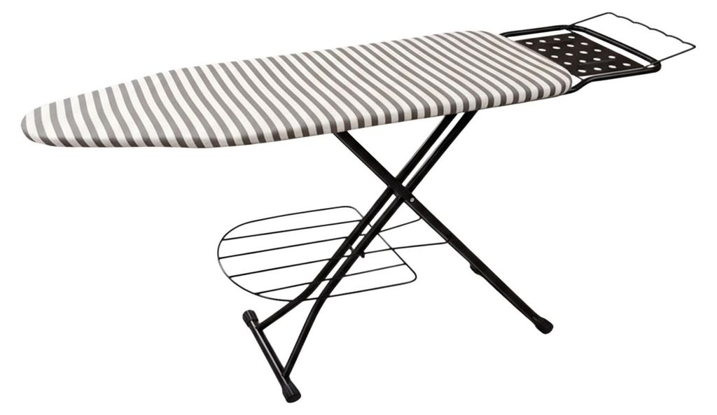 Höhenverstellbares Bügelbrett mit Bügeleisenablage, 110 x 33 cm