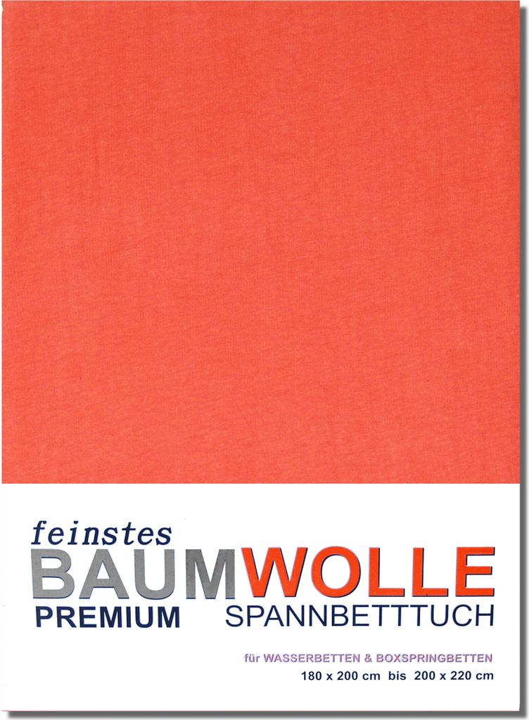 Baumwolle-Jersey-Spannbetttuch 180 bis 220 cm YAFFA ORANGE Produktbild 