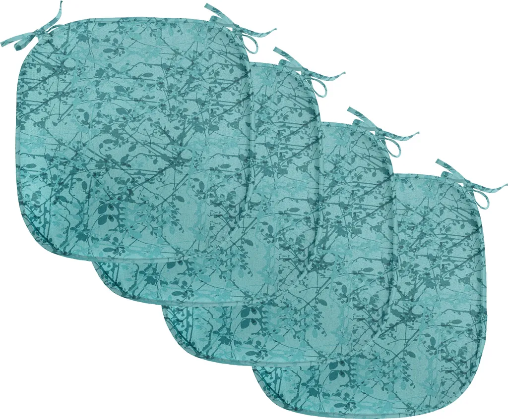 Coussin Décoratif Turquoise 40cm avec Attaches pour Siège Lot de 4 Pièces