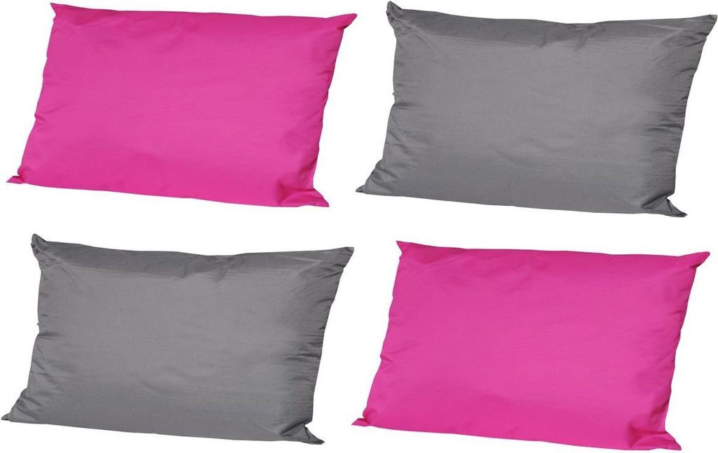 JACK 4x Outdoor Lounge Kissen 30x50cm viele Farben Dekokissen inkl. Füllung Wasserfest Sitzkissen Garten Stuhl, Farbe:2x Anthrazit - 2x Pink