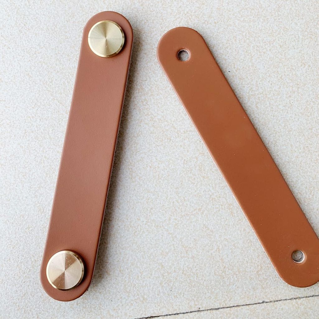 Lederne Handgriffe für Möbel - handgefertigt - 6 Stück - 6,4 x 2,5 cm