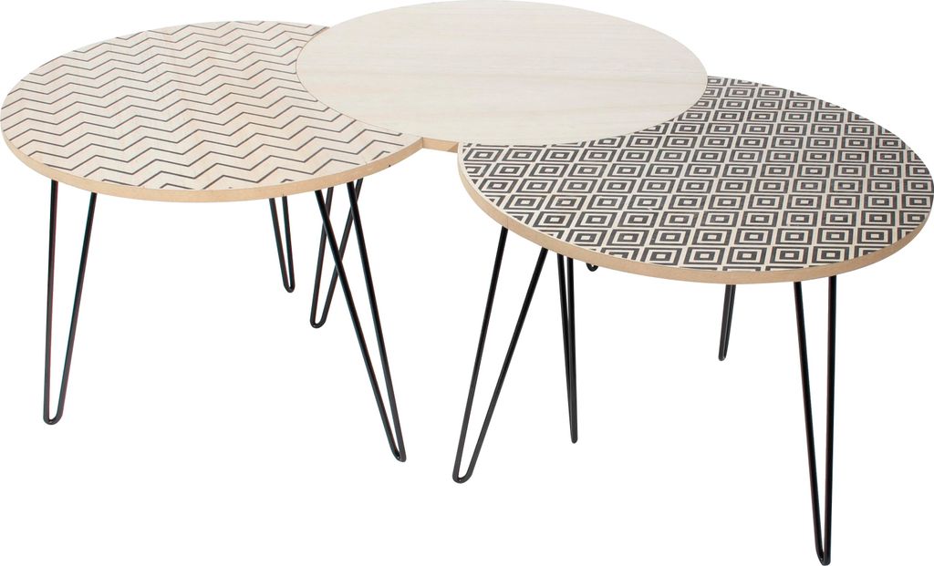 Set von 3 Grau Bass Tische Home Deco Factory
