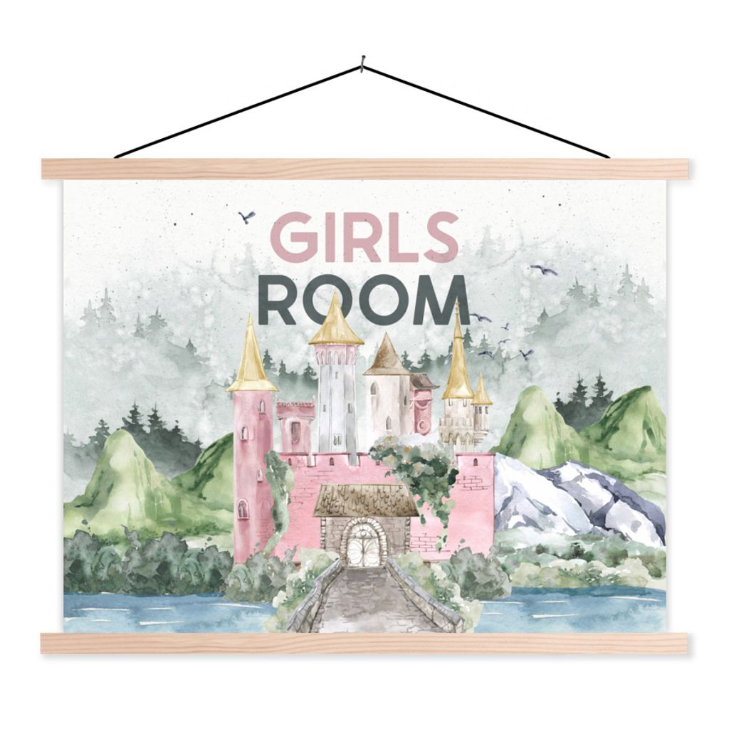 MuchoWow Textilposter Mädchenzimmer - Zitate - Sprichwörter - Kinder - Baby - Mädchen 60x45 cm mit holzfarbenen Rahmen - Bild