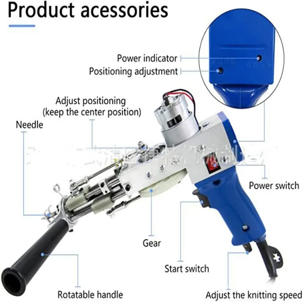 Tufting gun électrique 2-en-1 avec vitesse variable et fonctions avancées