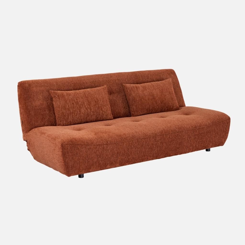 sweeek - 3-Sitzer Schlafsofa mit Chenille-Bezug - Terrakotta