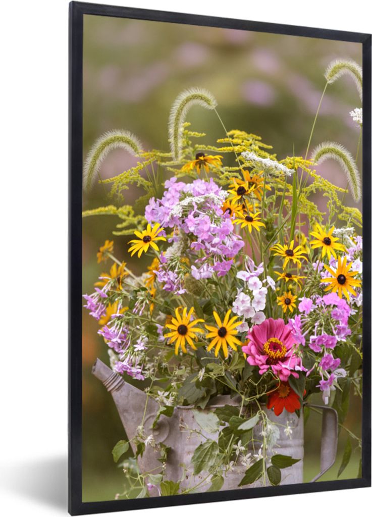 MuchoWow Gerahmtes Poster Blumen - Gießkanne - Farbe 20x30 cm - Poster mit Schwarzem Bilderrahmen Wandposter Rahmen Foto Bilder - Drucken - Bild...