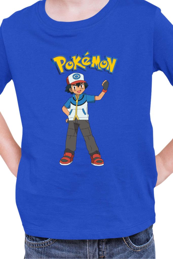 Kinder T-Shirt Japan Manga Anime Comics Pokemon 015, / Blau