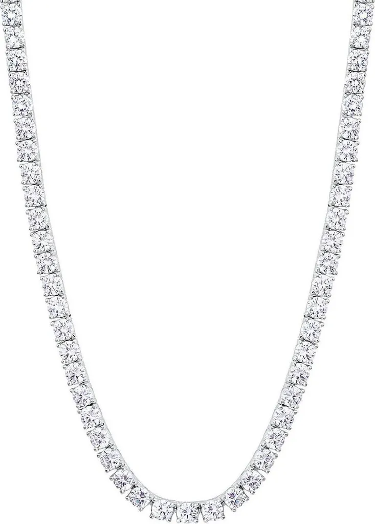 Chaîne Tennis Iced Out 3mm Or Blanc et Pierres Zirconium pour Femme 45cm